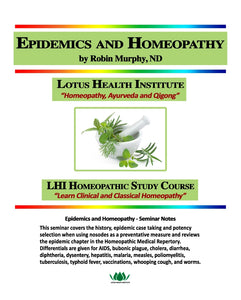 Epidemics & Homeopathy Seminar Notes